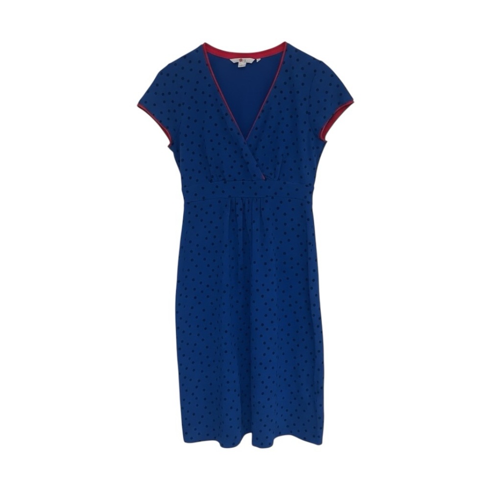 Boden Dress Women’s Size 6‎ US Blue Polka Dot Faux Wrap Cotton